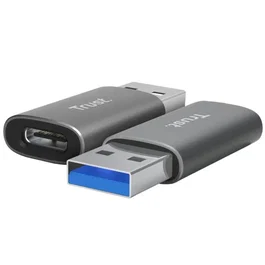 Trust Calyx Adaptador USB 3.2 Gen2 USB-C Hembra a USB-A Macho Gris (Pack de 2)